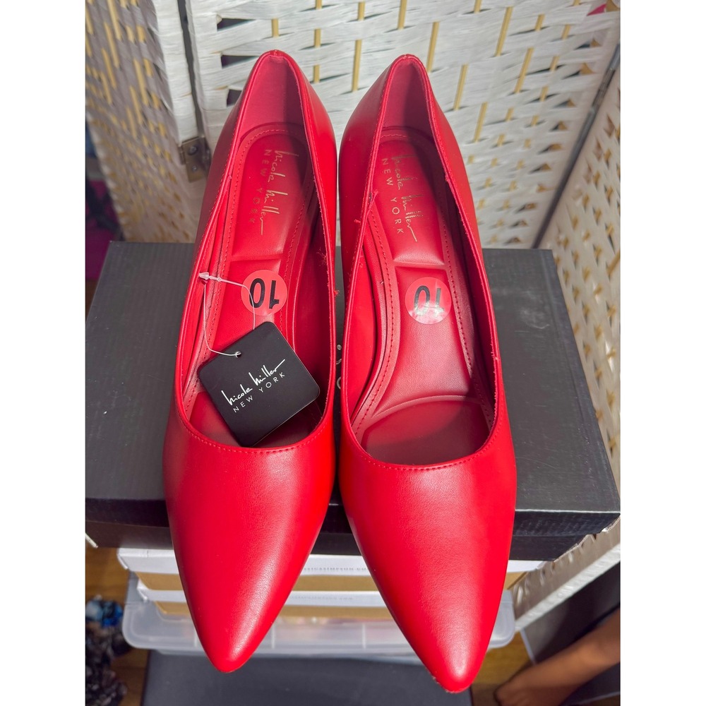 Red Pointed Toe Pumps Classic Stiletto Heel Bold Statement Shoe Work Event Date - Picture 2 of 5